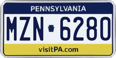 PA license plate MZN6280