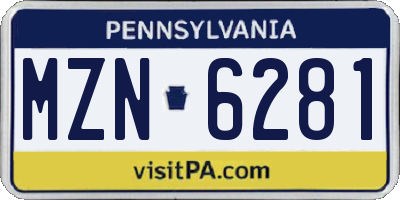 PA license plate MZN6281