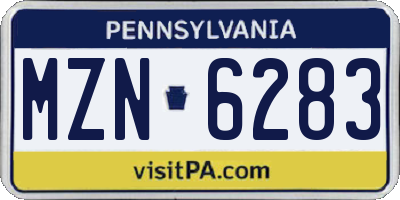 PA license plate MZN6283