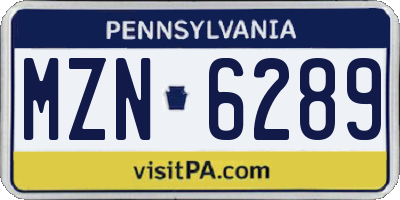 PA license plate MZN6289