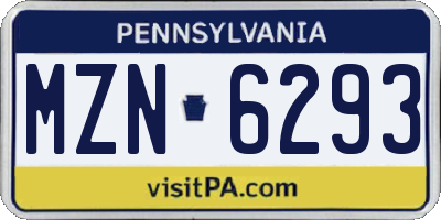 PA license plate MZN6293