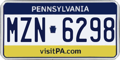 PA license plate MZN6298