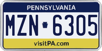PA license plate MZN6305
