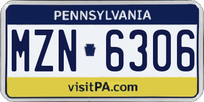 PA license plate MZN6306
