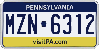 PA license plate MZN6312