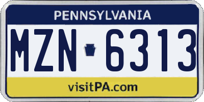 PA license plate MZN6313
