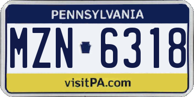 PA license plate MZN6318