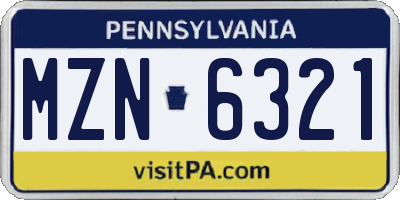 PA license plate MZN6321