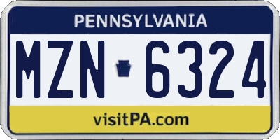PA license plate MZN6324