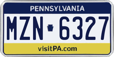 PA license plate MZN6327