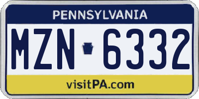 PA license plate MZN6332