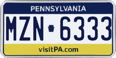 PA license plate MZN6333
