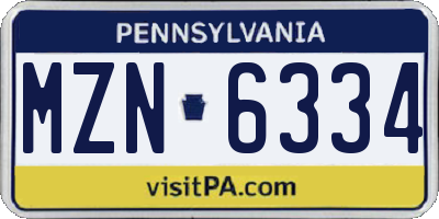 PA license plate MZN6334