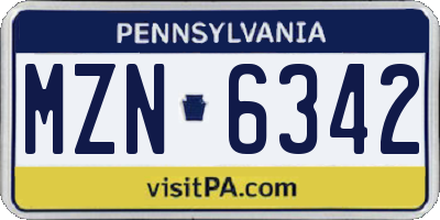 PA license plate MZN6342