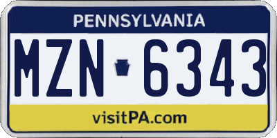 PA license plate MZN6343