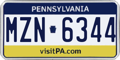 PA license plate MZN6344