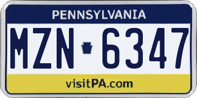 PA license plate MZN6347