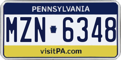 PA license plate MZN6348