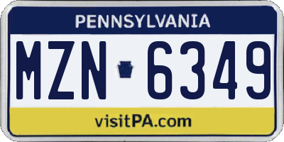 PA license plate MZN6349