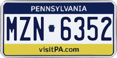 PA license plate MZN6352