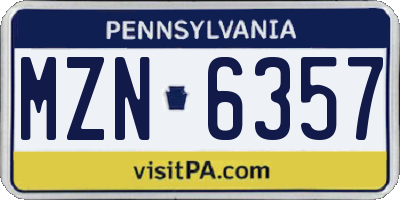 PA license plate MZN6357