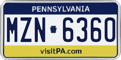 PA license plate MZN6360