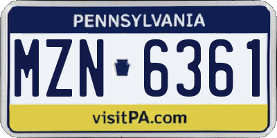 PA license plate MZN6361