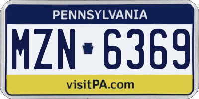 PA license plate MZN6369