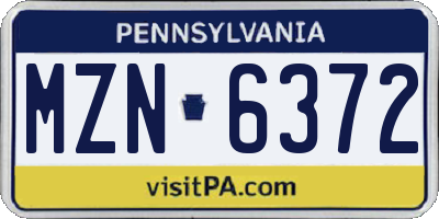 PA license plate MZN6372