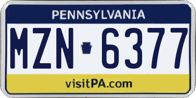 PA license plate MZN6377