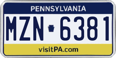 PA license plate MZN6381