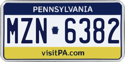 PA license plate MZN6382