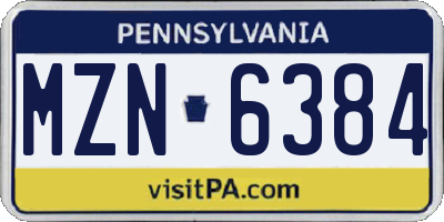 PA license plate MZN6384