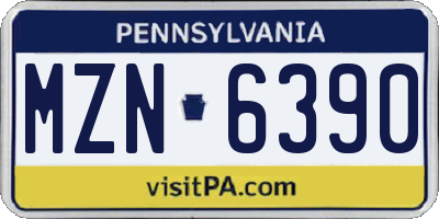 PA license plate MZN6390