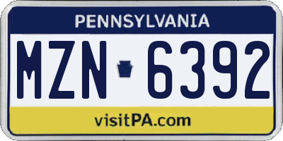 PA license plate MZN6392