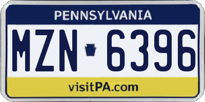 PA license plate MZN6396