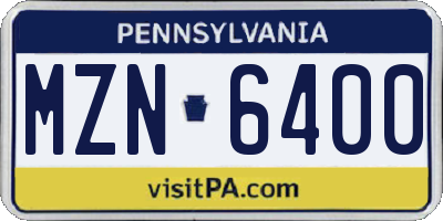 PA license plate MZN6400