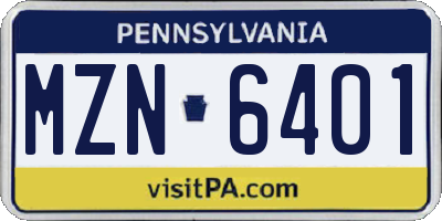 PA license plate MZN6401