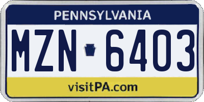 PA license plate MZN6403