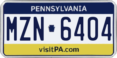 PA license plate MZN6404