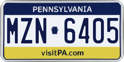 PA license plate MZN6405