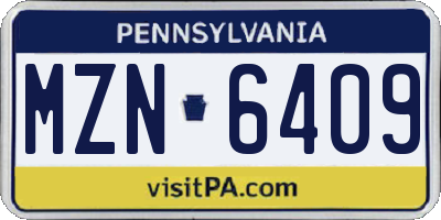 PA license plate MZN6409