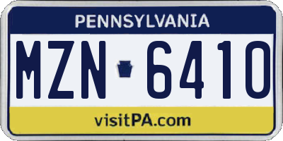 PA license plate MZN6410