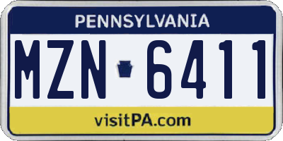 PA license plate MZN6411