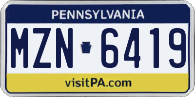 PA license plate MZN6419