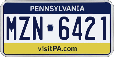 PA license plate MZN6421