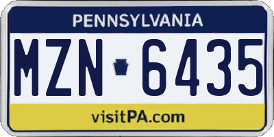 PA license plate MZN6435