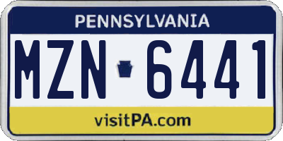 PA license plate MZN6441