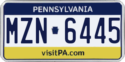 PA license plate MZN6445