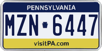 PA license plate MZN6447